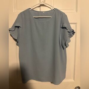 Women's Ruffle Sleeve Top - Light Blue